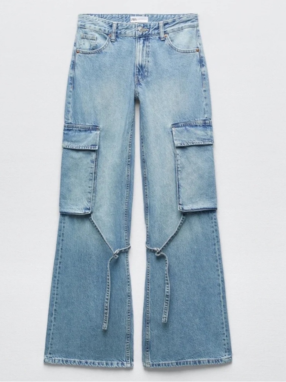 TRF Zara low rise cargo belt loop jeans